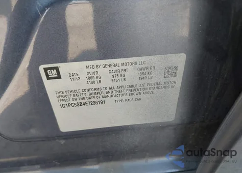 2014 Chevrolet Cruze 1Lt Auto из США, поврежденный, VIN 1G1PC5SB4E7236191